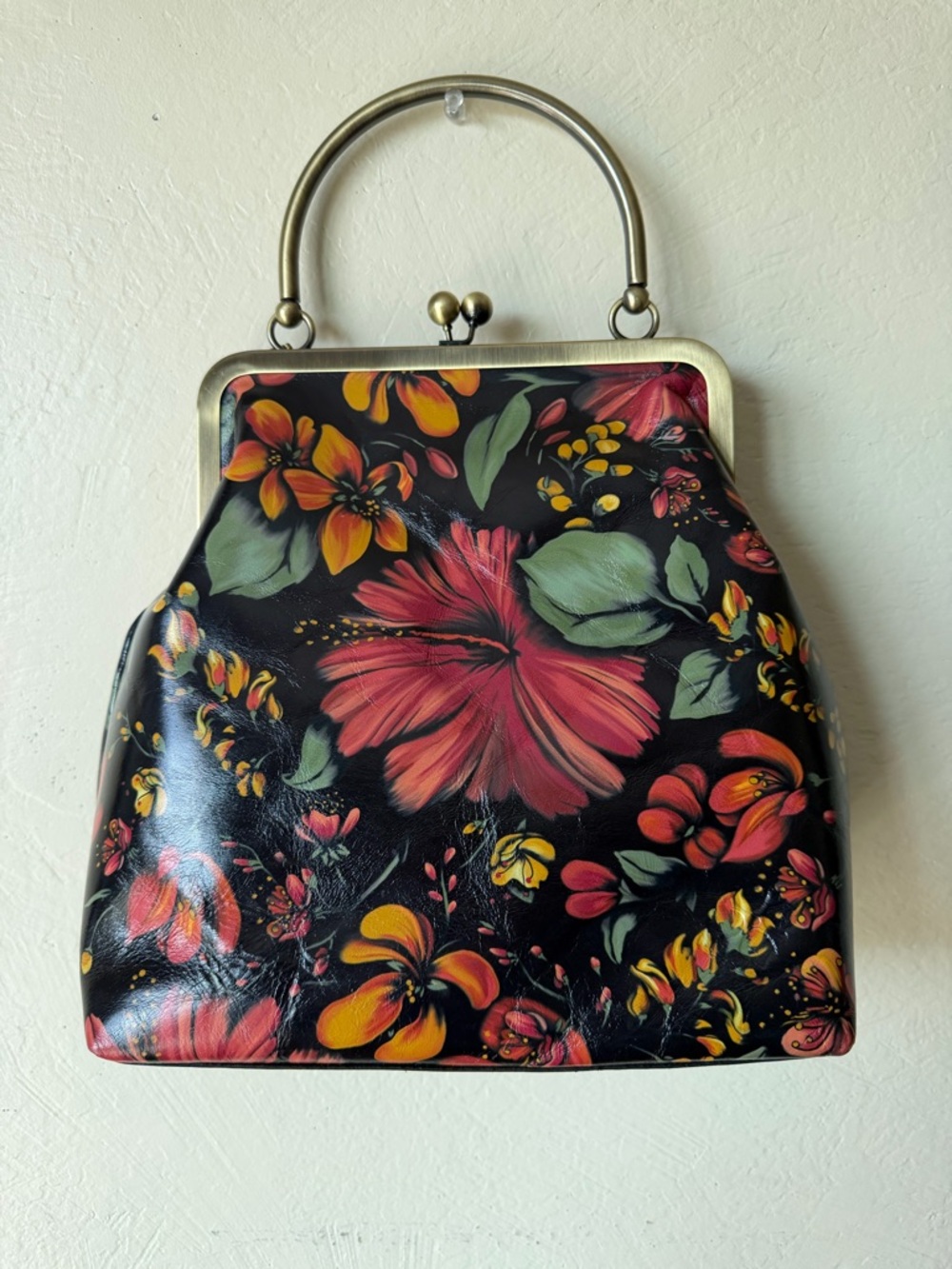 Patricia Nash kisslock satchel tropical escape handbag leather 10th anniversary